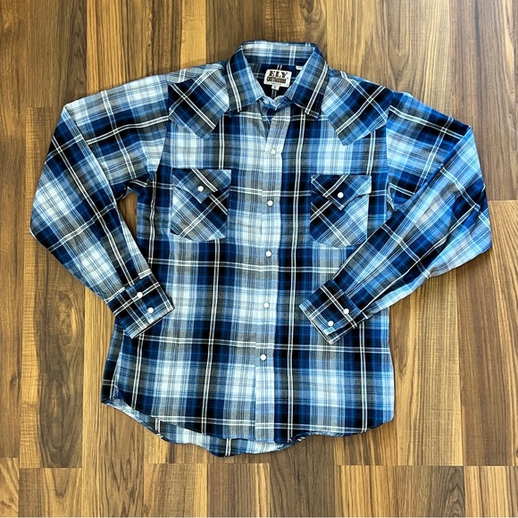 Youth Ely Cattleman Plaid Pearl Snap Western Rodeo Shirt - Youth Large - Picture 3 of 13